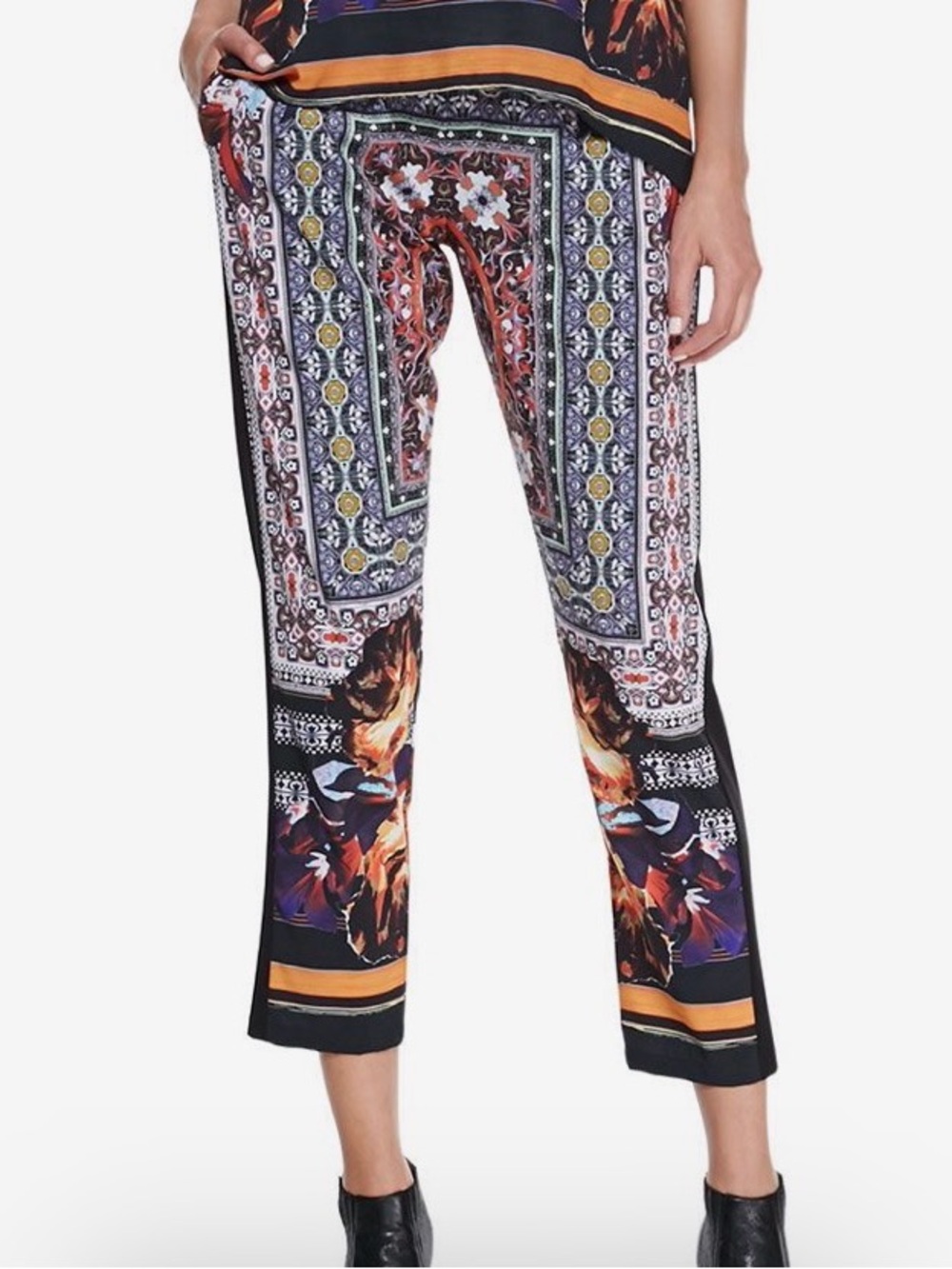 Clover Canyon Scarf Print Drawstring Pants Made USA Resort Boho Women’s Small